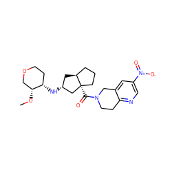 CO[C@@H]1COCC[C@@H]1N[C@@H]1C[C@H]2CCC[C@@]2(C(=O)N2CCc3ncc([N+](=O)[O-])cc3C2)C1 ZINC000095595848