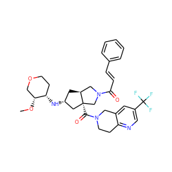 CO[C@@H]1COCC[C@@H]1N[C@@H]1C[C@H]2CN(C(=O)/C=C/c3ccccc3)C[C@@]2(C(=O)N2CCc3ncc(C(F)(F)F)cc3C2)C1 ZINC000103263900