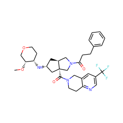 CO[C@@H]1COCC[C@@H]1N[C@@H]1C[C@H]2CN(C(=O)CCc3ccccc3)C[C@@]2(C(=O)N2CCc3ncc(C(F)(F)F)cc3C2)C1 ZINC000103264975