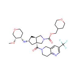 CO[C@@H]1COCC[C@@H]1N[C@@H]1C[C@H]2CN(C(=O)OCC3CCOCC3)C[C@@]2(C(=O)N2CCc3ncc(C(F)(F)F)cc3C2)C1 ZINC000103261844