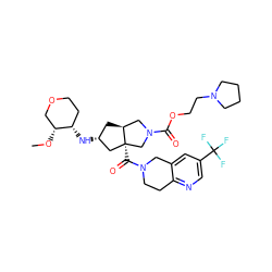 CO[C@@H]1COCC[C@@H]1N[C@@H]1C[C@H]2CN(C(=O)OCCN3CCCC3)C[C@@]2(C(=O)N2CCc3ncc(C(F)(F)F)cc3C2)C1 ZINC000103261872