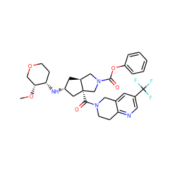 CO[C@@H]1COCC[C@@H]1N[C@@H]1C[C@H]2CN(C(=O)Oc3ccccc3)C[C@@]2(C(=O)N2CCc3ncc(C(F)(F)F)cc3C2)C1 ZINC000103261796