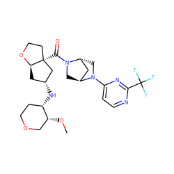 CO[C@@H]1COCC[C@@H]1N[C@@H]1C[C@H]2OCC[C@@]2(C(=O)N2C[C@H]3C[C@H]2CN3c2ccnc(C(F)(F)F)n2)C1 ZINC000169334877