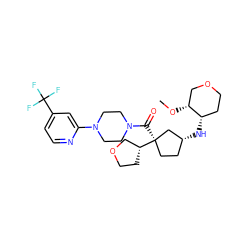 CO[C@@H]1COCC[C@@H]1N[C@@H]1CC[C@@](C(=O)N2CCN(c3cc(C(F)(F)F)ccn3)CC2)([C@@H]2CCOC2)C1 ZINC000066065982