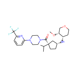 CO[C@@H]1COCC[C@@H]1N[C@@H]1CC[C@@](C(=O)N2CCN(c3cccc(C(F)(F)F)n3)CC2)(C(C)C)C1 ZINC000066074851