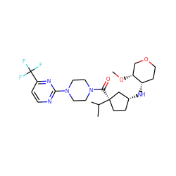 CO[C@@H]1COCC[C@@H]1N[C@@H]1CC[C@@](C(=O)N2CCN(c3nccc(C(F)(F)F)n3)CC2)(C(C)C)C1 ZINC000035953254