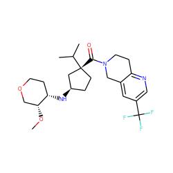 CO[C@@H]1COCC[C@@H]1N[C@@H]1CC[C@@](C(=O)N2CCc3ncc(C(F)(F)F)cc3C2)(C(C)C)C1 ZINC000038258289