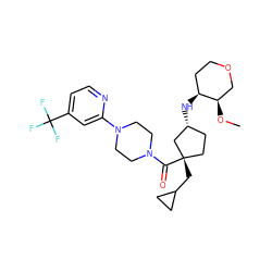 CO[C@@H]1COCC[C@@H]1N[C@@H]1CC[C@](CC2CC2)(C(=O)N2CCN(c3cc(C(F)(F)F)ccn3)CC2)C1 ZINC000066078356