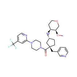 CO[C@@H]1COCC[C@@H]1N[C@@H]1CC[C@](Cc2cccnc2)(C(=O)N2CCN(c3cc(C(F)(F)F)ccn3)CC2)C1 ZINC000066079032