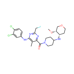 CO[C@@H]1COCC[C@@H]1NC1CCN(C(=O)c2nc(CF)nc(Nc3ccc(Cl)c(Cl)c3)c2C)CC1 ZINC000095592479