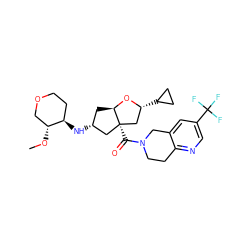 CO[C@@H]1COCC[C@H]1N[C@@H]1C[C@H]2O[C@H](C3CC3)C[C@@]2(C(=O)N2CCc3ncc(C(F)(F)F)cc3C2)C1 ZINC000169334750