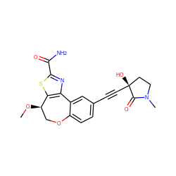 CO[C@@H]1COc2ccc(C#C[C@]3(O)CCN(C)C3=O)cc2-c2nc(C(N)=O)sc21 ZINC000219443833