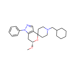 CO[C@@H]1Cc2c(cnn2-c2ccccc2)C2(CCN(CC3CCCCC3)CC2)O1 ZINC000072116461