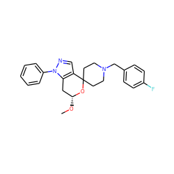 CO[C@@H]1Cc2c(cnn2-c2ccccc2)C2(CCN(Cc3ccc(F)cc3)CC2)O1 ZINC000072141549