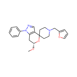 CO[C@@H]1Cc2c(cnn2-c2ccccc2)C2(CCN(Cc3ccco3)CC2)O1 ZINC000072142860