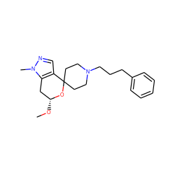 CO[C@@H]1Cc2c(cnn2C)C2(CCN(CCCc3ccccc3)CC2)O1 ZINC000072117150