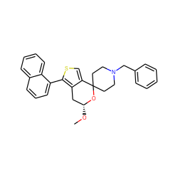 CO[C@@H]1Cc2c(csc2-c2cccc3ccccc23)C2(CCN(Cc3ccccc3)CC2)O1 ZINC000095556984