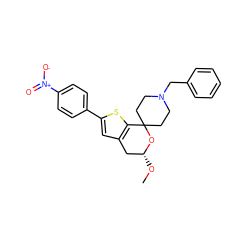 CO[C@@H]1Cc2cc(-c3ccc([N+](=O)[O-])cc3)sc2C2(CCN(Cc3ccccc3)CC2)O1 ZINC000095554904