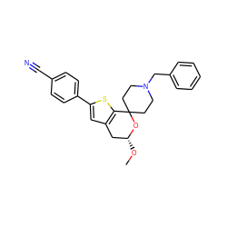 CO[C@@H]1Cc2cc(-c3ccc(C#N)cc3)sc2C2(CCN(Cc3ccccc3)CC2)O1 ZINC000095556954