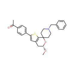 CO[C@@H]1Cc2cc(-c3ccc(C(C)=O)cc3)sc2C2(CCN(Cc3ccccc3)CC2)O1 ZINC000095554158