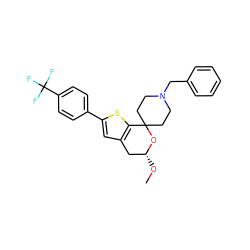 CO[C@@H]1Cc2cc(-c3ccc(C(F)(F)F)cc3)sc2C2(CCN(Cc3ccccc3)CC2)O1 ZINC000095555104