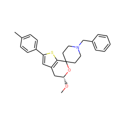 CO[C@@H]1Cc2cc(-c3ccc(C)cc3)sc2C2(CCN(Cc3ccccc3)CC2)O1 ZINC000095556505