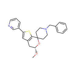 CO[C@@H]1Cc2cc(-c3cccnc3)sc2C2(CCN(Cc3ccccc3)CC2)O1 ZINC000095557596