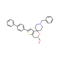 CO[C@@H]1Cc2sc(-c3ccc(-c4ccccc4)cc3)cc2C2(CCN(Cc3ccccc3)CC2)O1 ZINC000095552347