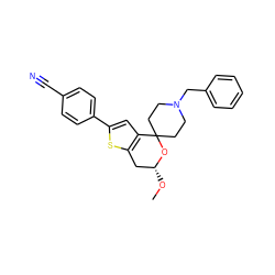 CO[C@@H]1Cc2sc(-c3ccc(C#N)cc3)cc2C2(CCN(Cc3ccccc3)CC2)O1 ZINC000095556193