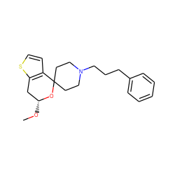 CO[C@@H]1Cc2sccc2C2(CCN(CCCc3ccccc3)CC2)O1 ZINC000040957647