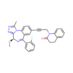 CO[C@@H]1N=C(c2ccccc2F)c2cc(C#CCN3C(=O)CCc4ccccc43)ccc2-n2c(C)nnc21 ZINC000013821100