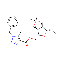 CO[C@@H]1O[C@H](COC(=O)c2nnn(Cc3ccccc3)c2C)[C@H]2OC(C)(C)O[C@@H]12 ZINC000040914269