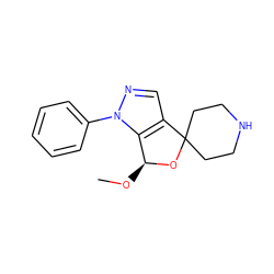 CO[C@@H]1OC2(CCNCC2)c2cnn(-c3ccccc3)c21 ZINC000029055978