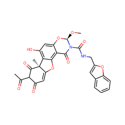 CO[C@@H]1Oc2cc(O)c3c(c2C(=O)N1C(=O)NCc1cc2ccccc2o1)OC1=CC(=O)C(C(C)=O)C(=O)[C@]13C ZINC000049780846