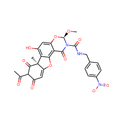 CO[C@@H]1Oc2cc(O)c3c(c2C(=O)N1C(=O)NCc1ccc([N+](=O)[O-])cc1)OC1=CC(=O)C(C(C)=O)C(=O)[C@]13C ZINC000049781199