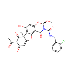 CO[C@@H]1Oc2cc(O)c3c(c2C(=O)N1C(=O)NCc1ccccc1Cl)OC1=CC(=O)C(C(C)=O)C(=O)[C@]13C ZINC000049802540