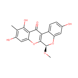 CO[C@@H]1Oc2cc(O)ccc2-c2c1oc1cc(O)c(C)c(O)c1c2=O ZINC000013378579