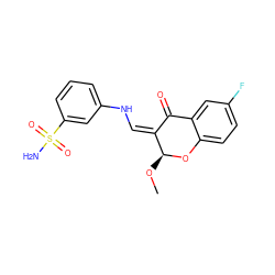 CO[C@@H]1Oc2ccc(F)cc2C(=O)/C1=C\Nc1cccc(S(N)(=O)=O)c1 ZINC000653852943