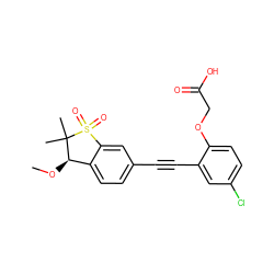 CO[C@@H]1c2ccc(C#Cc3cc(Cl)ccc3OCC(=O)O)cc2S(=O)(=O)C1(C)C ZINC000073195959