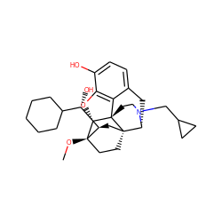 CO[C@]12CC[C@@]3(C[C@@H]1[C@@H](O)C1CCCCC1)[C@H]1Cc4ccc(O)c5c4[C@@]3(CCN1CC1CC1)[C@H]2O5 ZINC000095590392