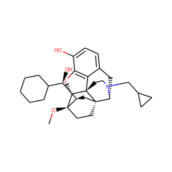 CO[C@]12CC[C@@]3(C[C@@H]1[C@H](O)C1CCCCC1)[C@H]1Cc4ccc(O)c5c4[C@@]3(CCN1CC1CC1)[C@H]2O5 ZINC000095590237