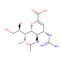 CO[C@H]([C@H](O)CO)[C@@H]1OC(C(=O)O)=C[C@H](NC(=N)N)[C@H]1NC(C)=O ZINC000003985629