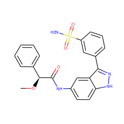 CO[C@H](C(=O)Nc1ccc2[nH]nc(-c3cccc(S(N)(=O)=O)c3)c2c1)c1ccccc1 ZINC000139481711