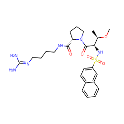 CO[C@H](C)[C@@H](NS(=O)(=O)c1ccc2ccccc2c1)C(=O)N1CCC[C@H]1C(=O)NCCCCN=C(N)N ZINC000027526764