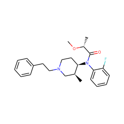 CO[C@H](C)C(=O)N(c1ccccc1F)[C@@H]1CCN(CCc2ccccc2)C[C@@H]1C ZINC000026735429