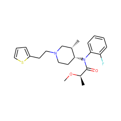 CO[C@H](C)C(=O)N(c1ccccc1F)[C@@H]1CCN(CCc2cccs2)C[C@@H]1C ZINC000026728582