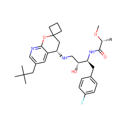 CO[C@H](C)C(=O)N[C@@H](Cc1ccc(F)cc1)[C@H](O)CN[C@H]1CC2(CCC2)Oc2ncc(CC(C)(C)C)cc21 ZINC000095555665