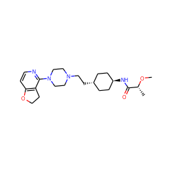 CO[C@H](C)C(=O)N[C@H]1CC[C@H](CCN2CCN(c3nccc4c3CCO4)CC2)CC1 ZINC000261185482