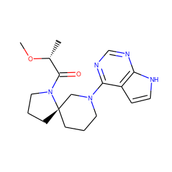 CO[C@H](C)C(=O)N1CCC[C@@]12CCCN(c1ncnc3[nH]ccc13)C2 ZINC000169698990