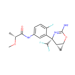 CO[C@H](C)C(=O)Nc1ccc(F)c([C@@]2(C(F)F)N=C(N)O[C@@H]3C[C@@H]32)c1 ZINC000226060996